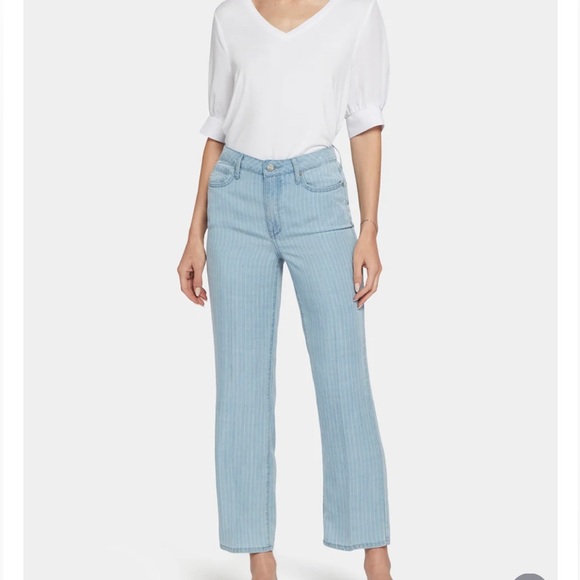 NYDJ NWT Teresa Wide Leg Summer Stripe Placket Pants - Picture 1 of 12